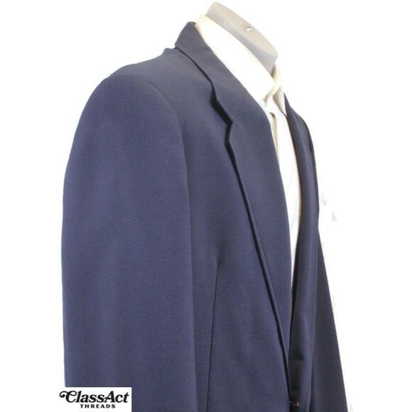 Stafford Men's Navy Blue Two Gold Button Sport Coat Blazer Jacket 42L - Picture 3 of 8